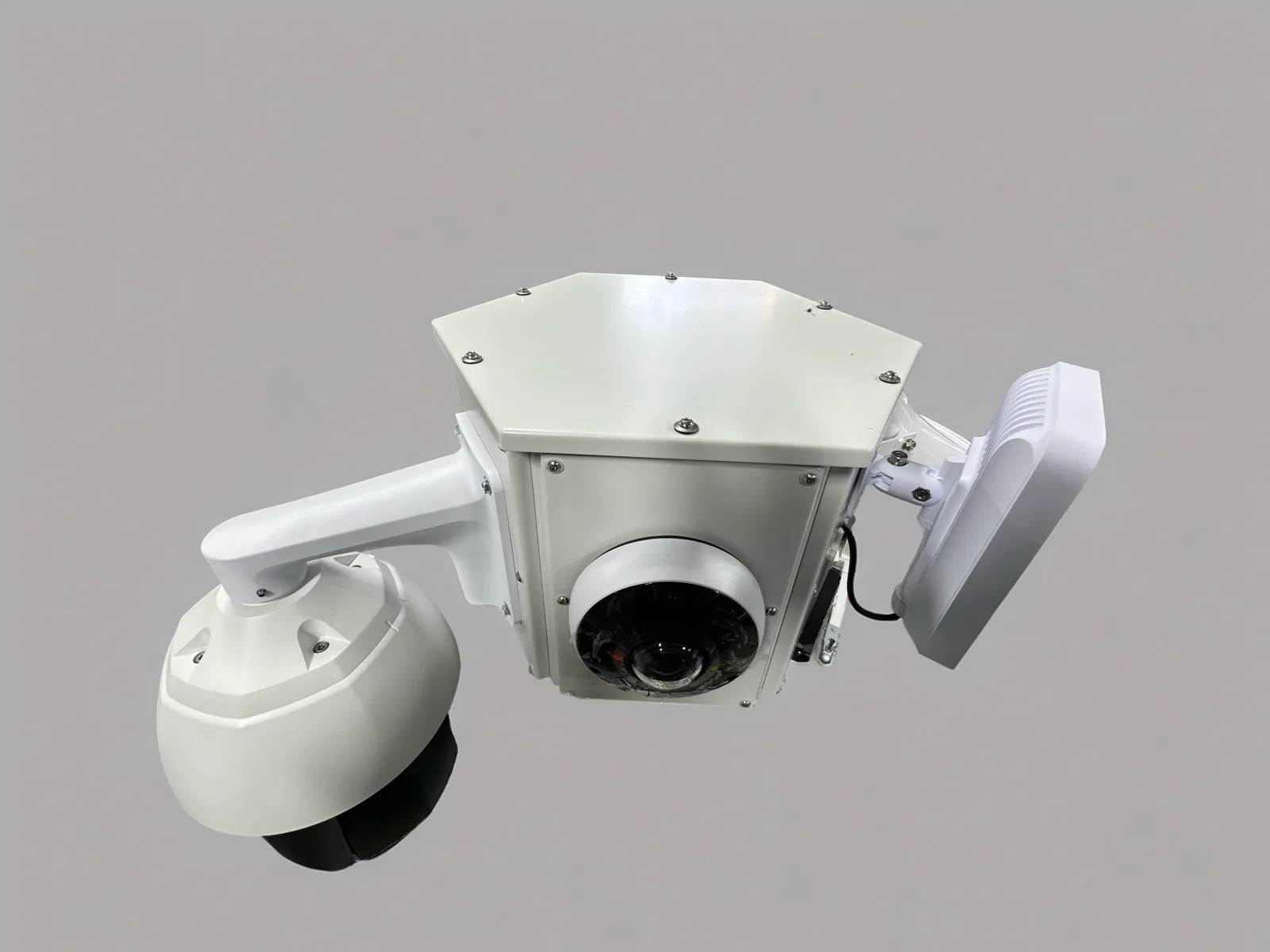 Camera head assembly with a dome camera and a bullet camera